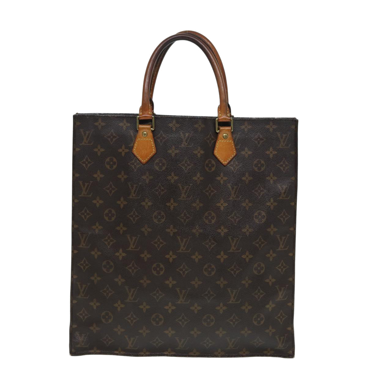 LOUIS VUITTON Monogram Sac Plat Hand Bag LV Auth