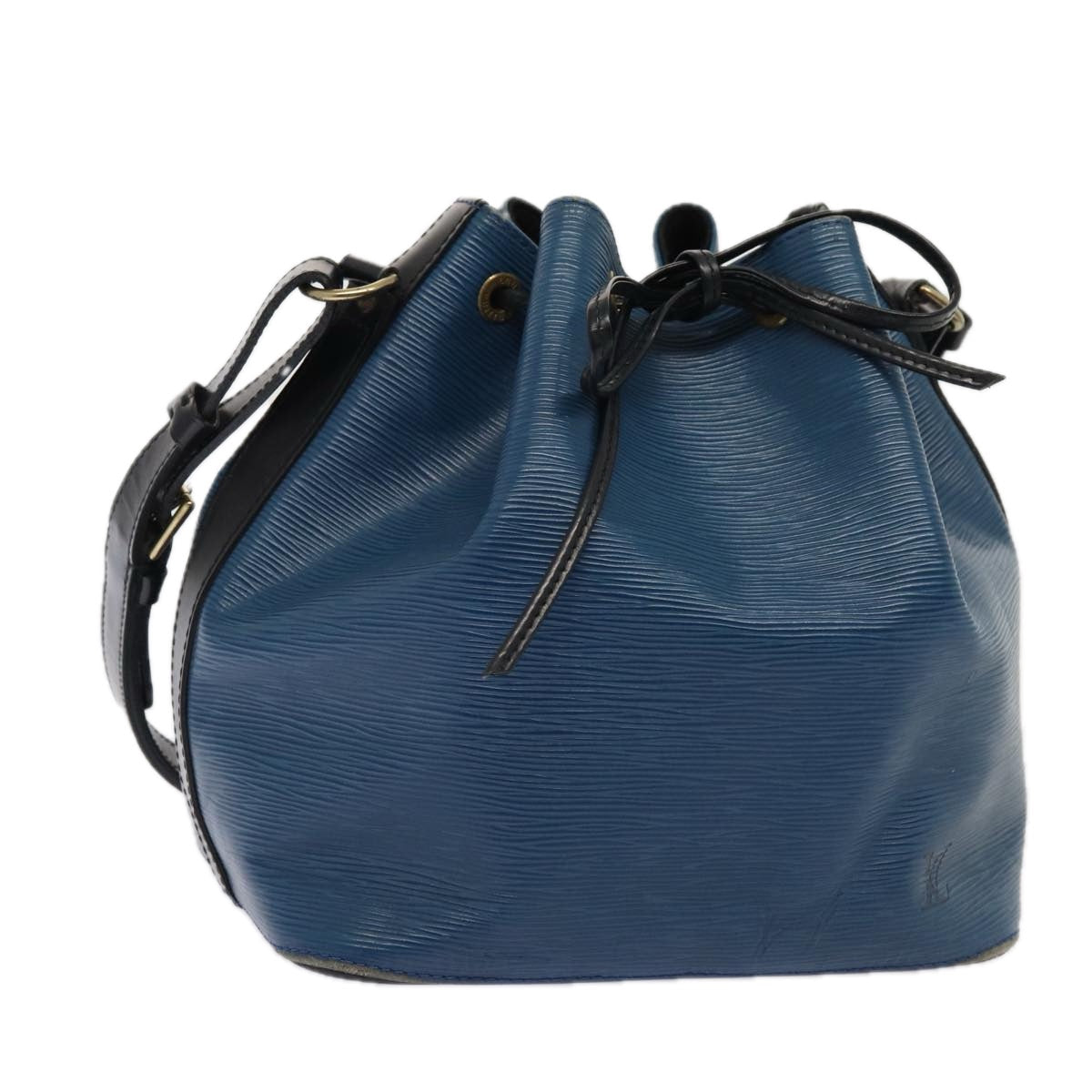 LOUIS VUITTON Epi Petit Noe Shoulder Bag Bicolor Black Blue Auth