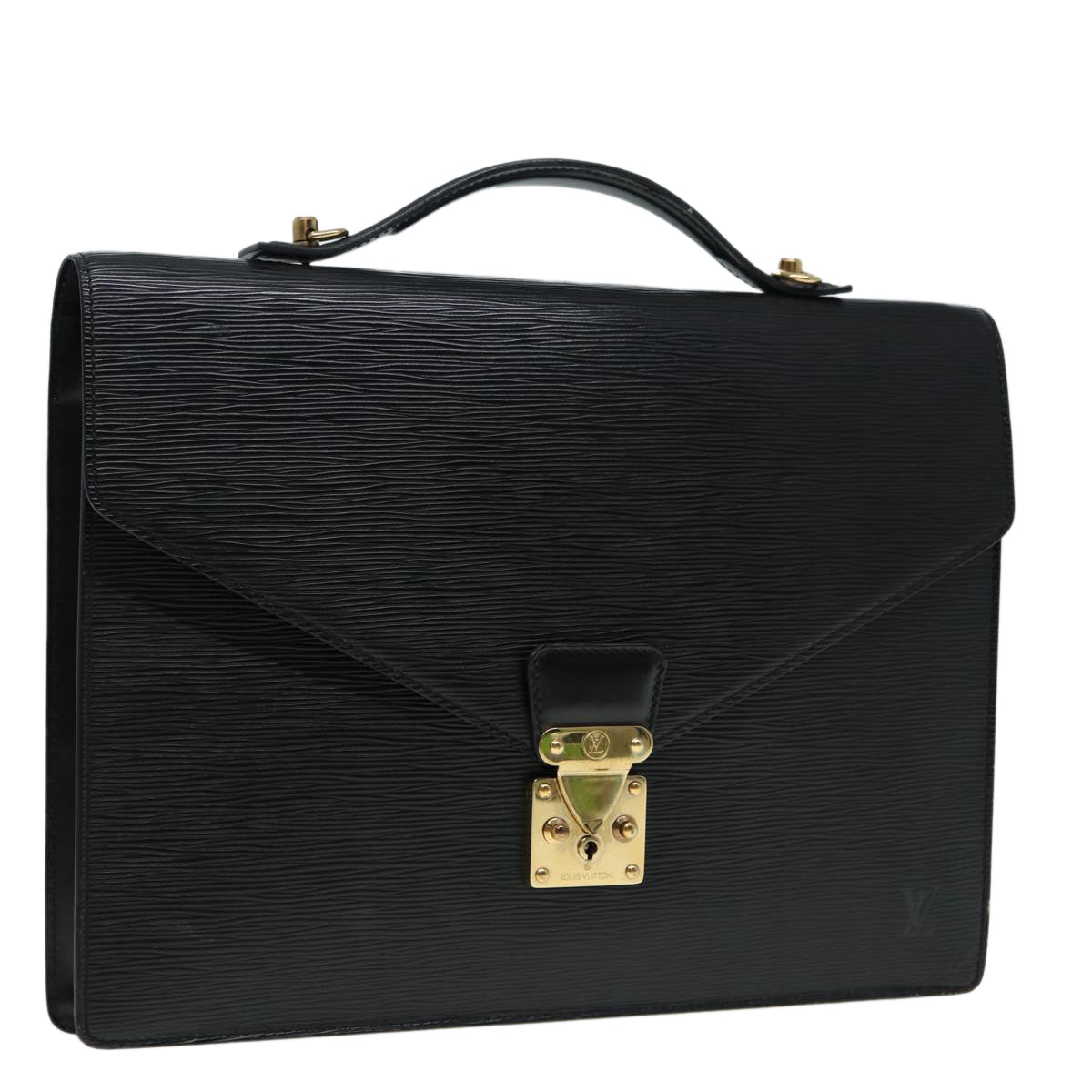LOUIS VUITTON Epi Porte Documents Bandouliere Black LV Auth Handbag