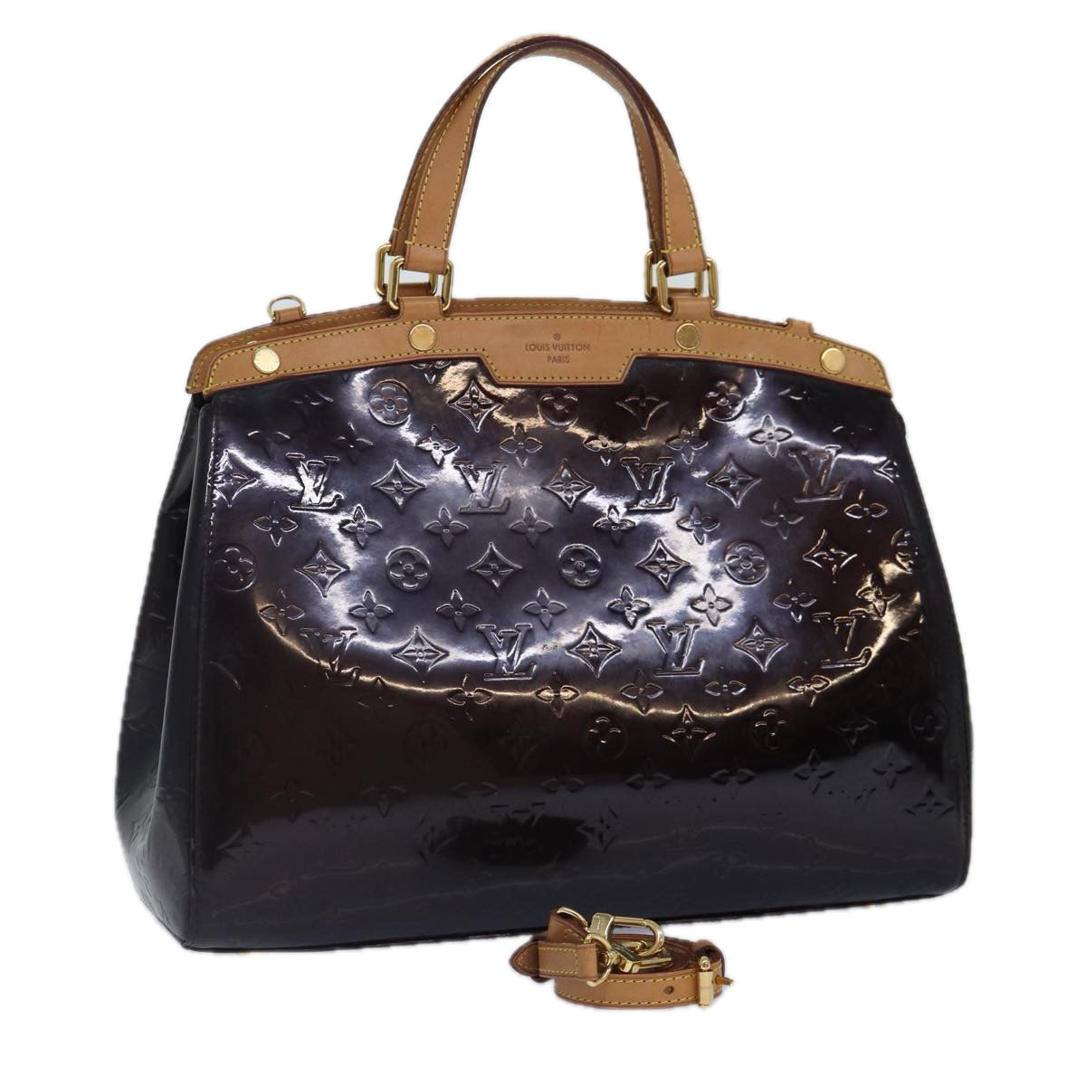 LOUIS VUITTON Vernis Blair GM Hand Bag 2way Terre Domble LV Auth