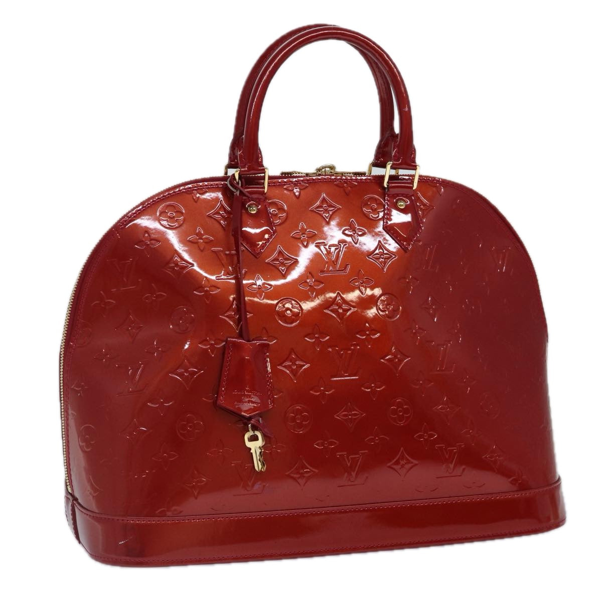 LOUIS VUITTON Monogram Vernis Alma GM Hand Bag Pomme D'amour Auth