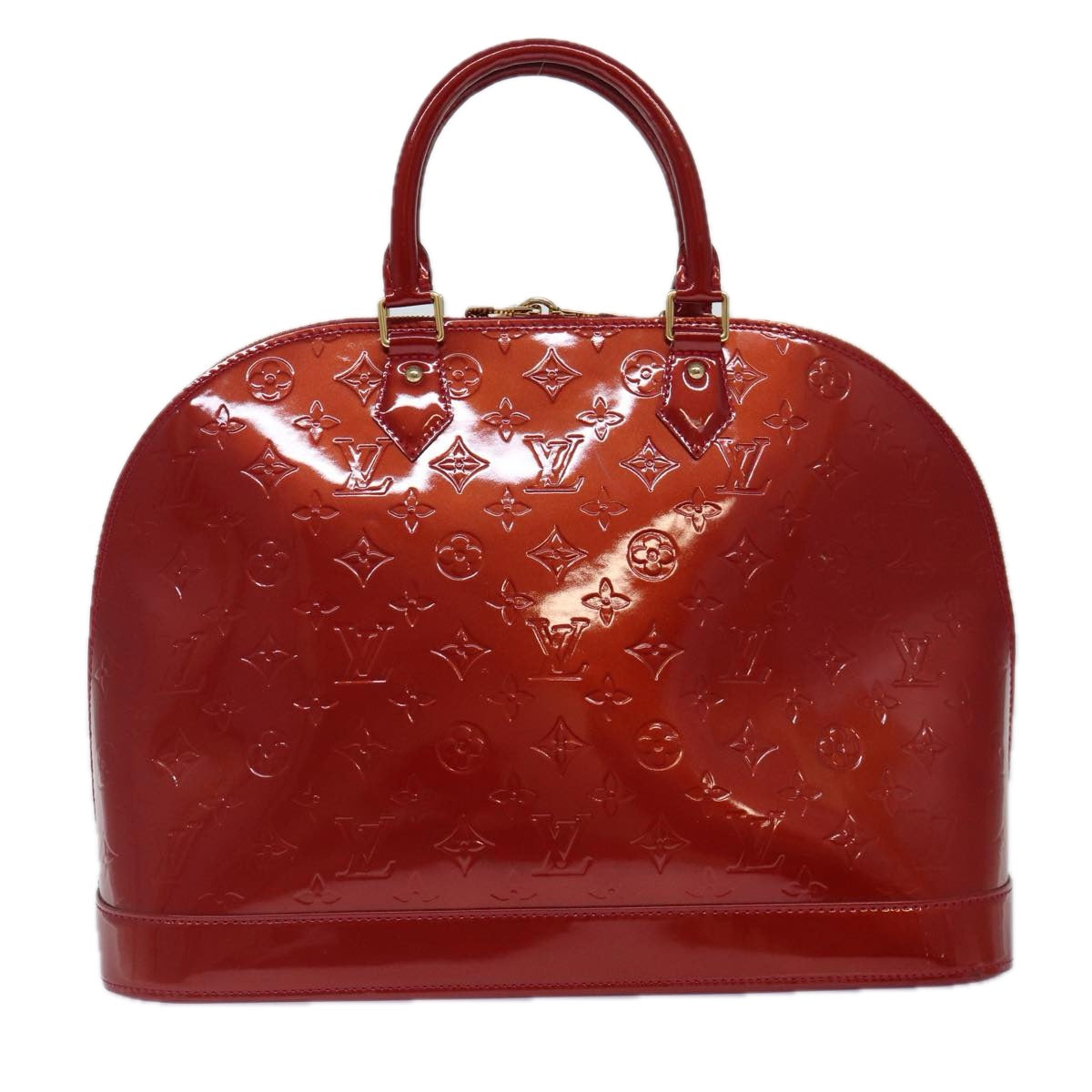 LOUIS VUITTON Monogram Vernis Alma GM Hand Bag Pomme D'amour Auth