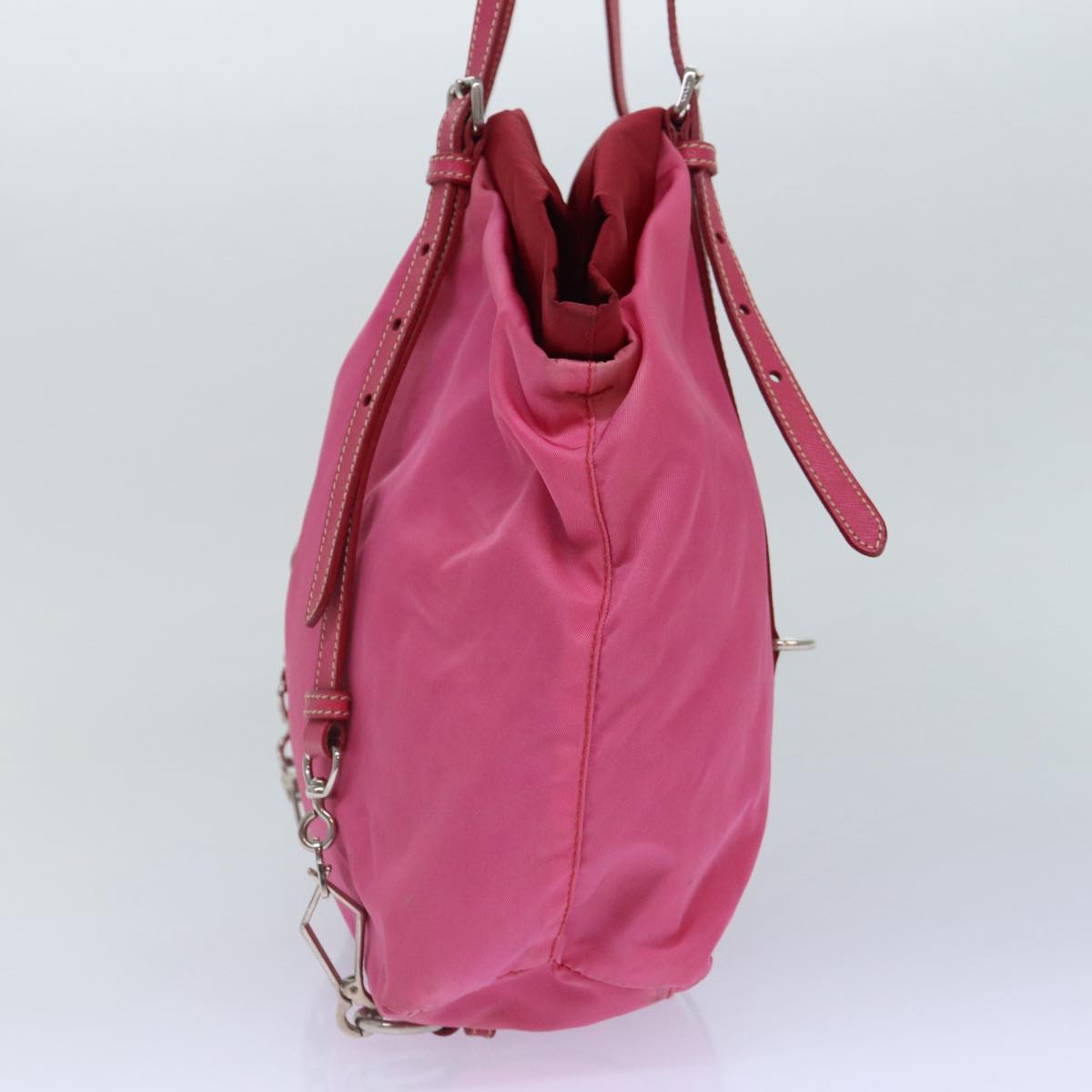 PRADA Tote Bag Nylon Pink Silver Auth