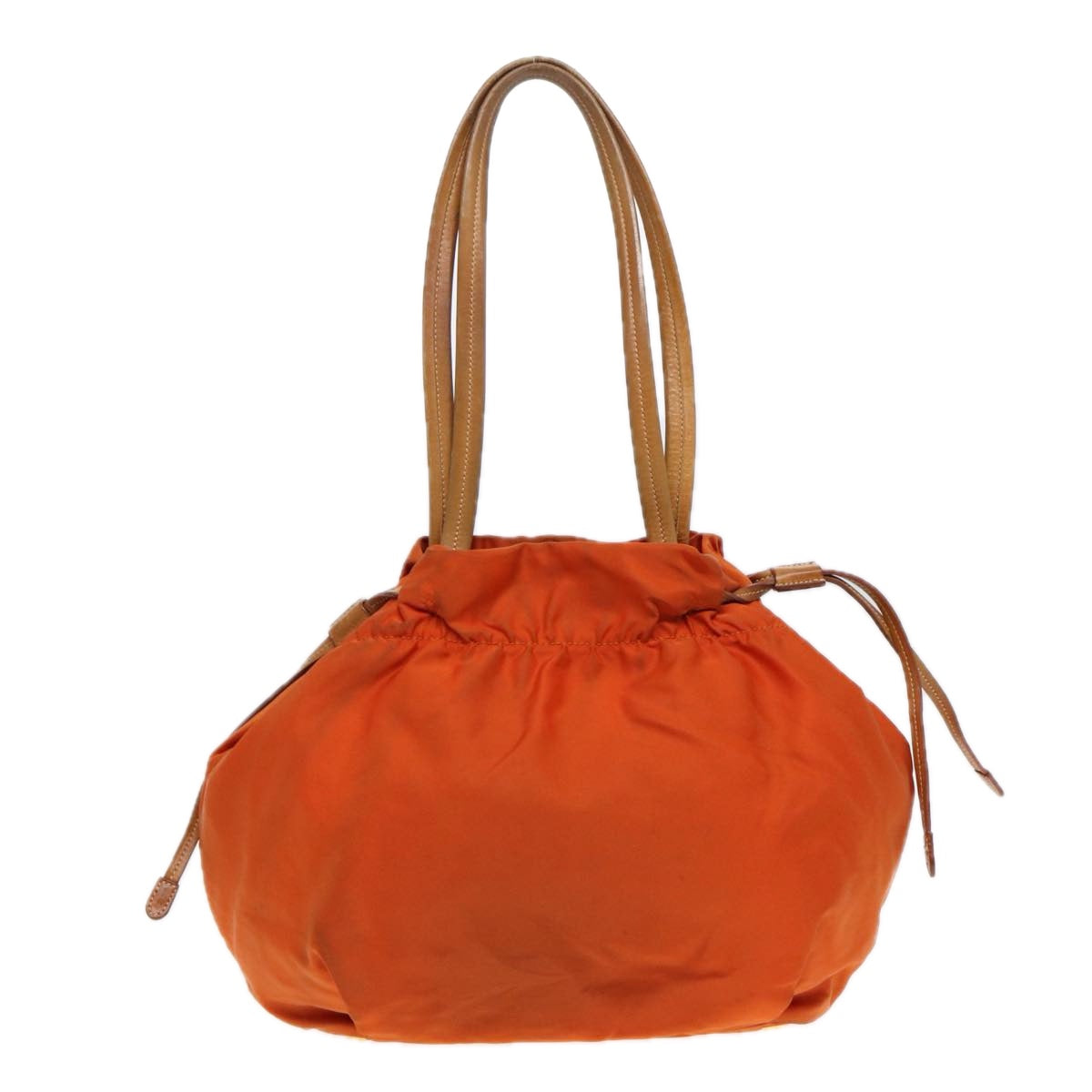 PRADA Shoulder Bag Nylon Orange Gold Auth