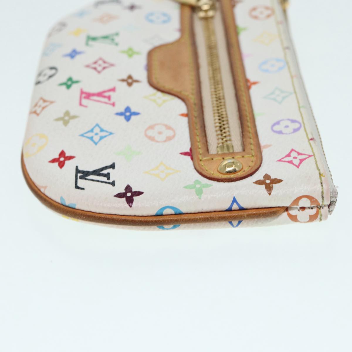 LOUIS VUITTON Monogram Multicolor Pochette MM Pouch White LV Auth