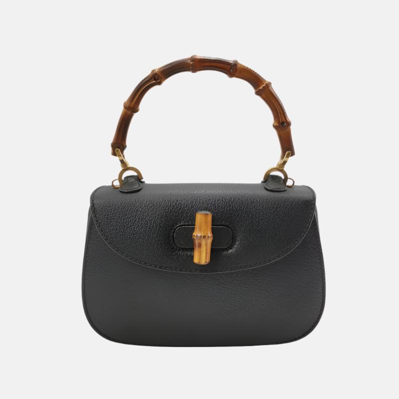 Gucci Bamboo 1947 Top Handle Bag Leather Small Black