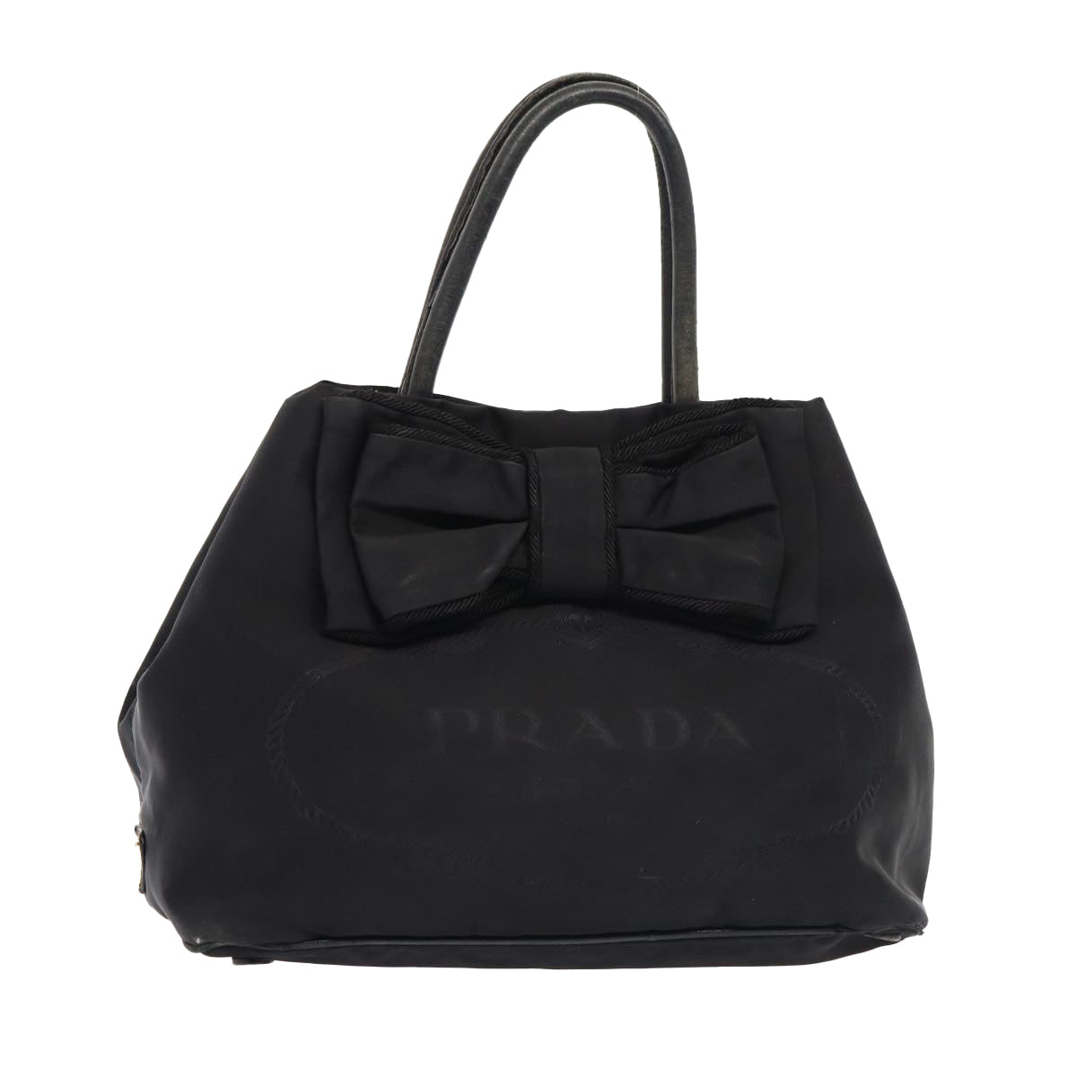PRADA Shoulder Bag Nylon Black Gold Auth