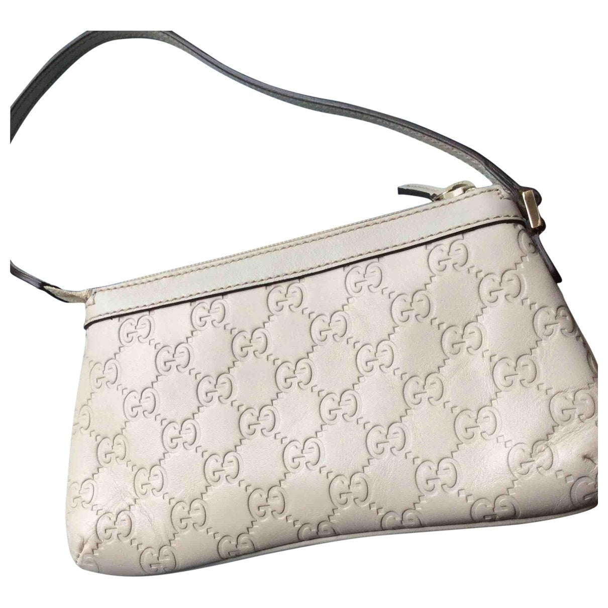 Gucci beige leather clutch bag