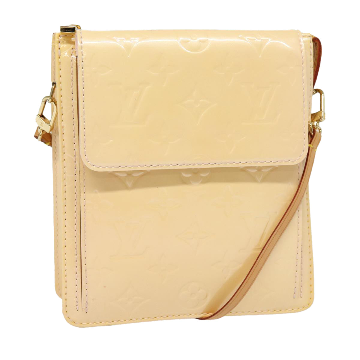 LOUIS VUITTON Monogram Vernis Motto Pouch Marshmallow Pink M91312 LV Auth 87333