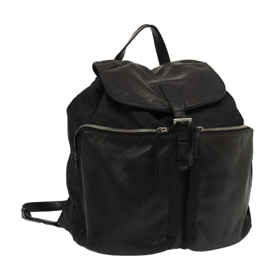 PRADA Backpack Nylon Leather Black Auth