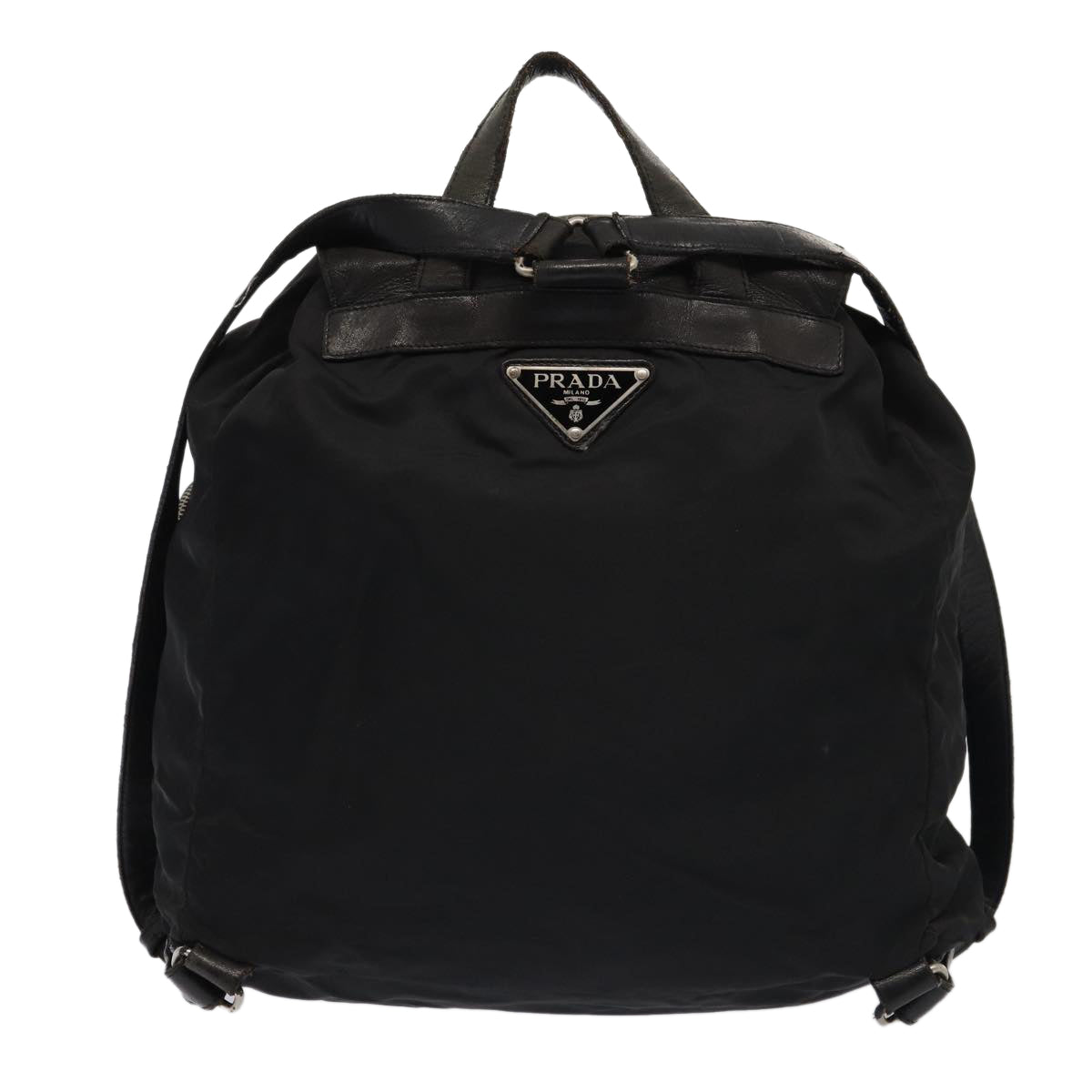 PRADA Backpack Nylon Leather Black Auth