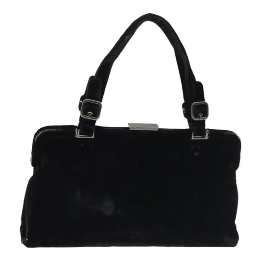 PRADA Hand Bag Velor Black Silver Auth