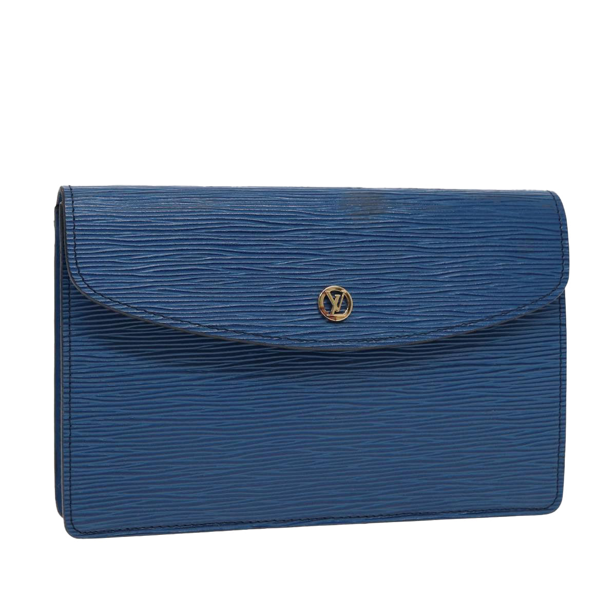 LOUIS VUITTON Epi Montaigne 23 Clutch Bag Blue LV Auth