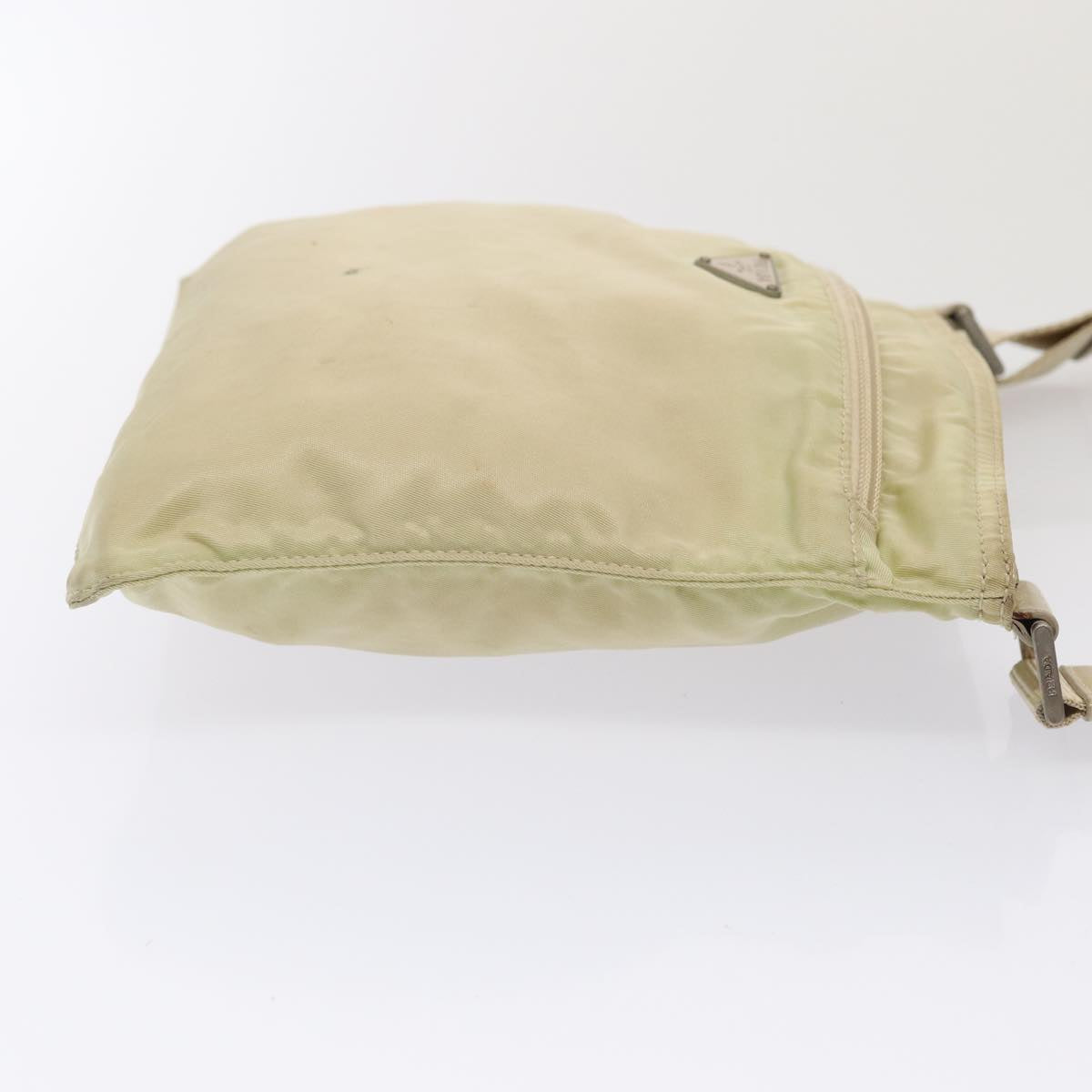 PRADA Shoulder Bag Nylon Cream Silver Auth