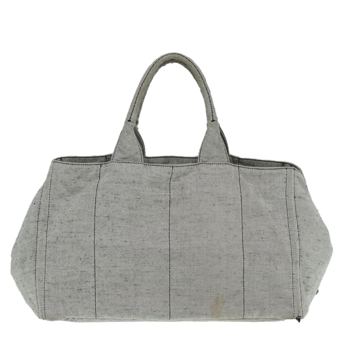 PRADA Canapa GM Hand Bag Canvas Gray Gold Auth