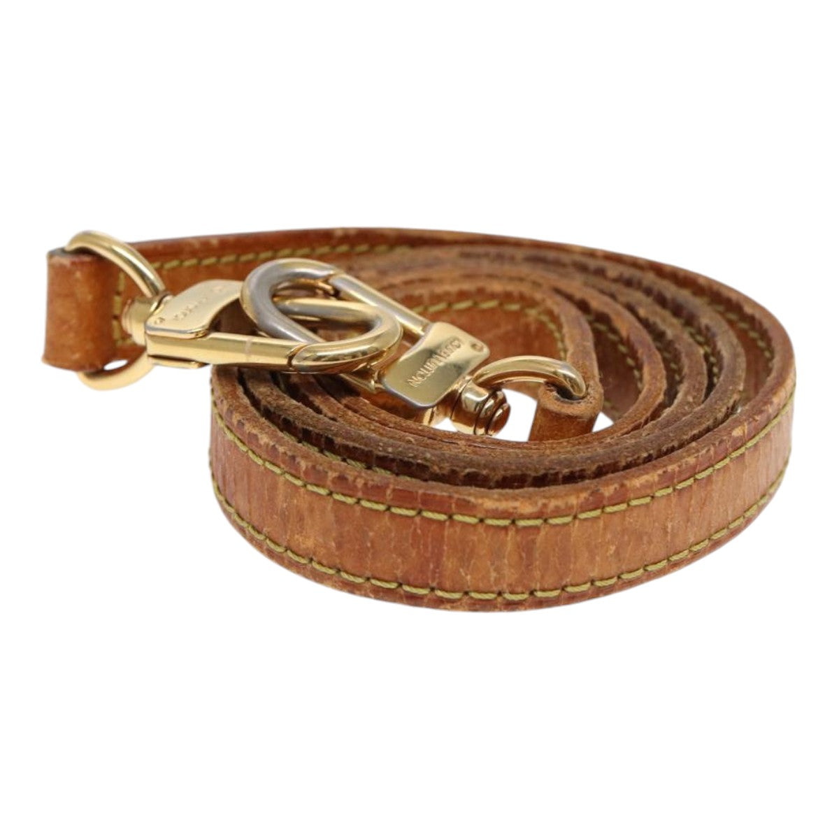 LOUIS VUITTON Shoulder Strap Leather 35.8" Beige LV Auth