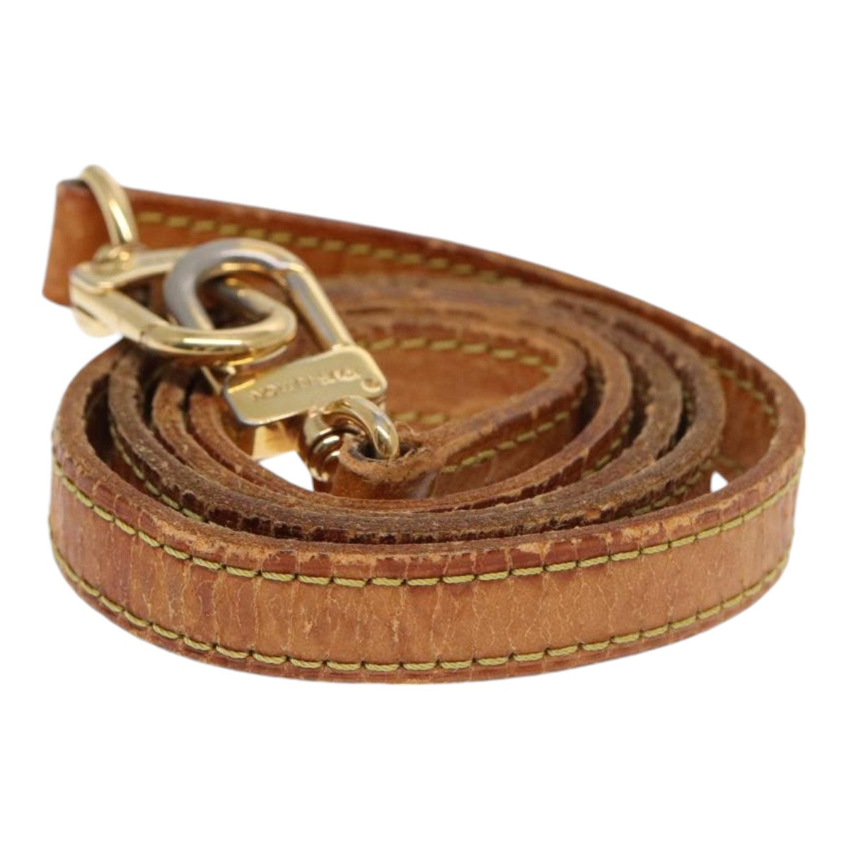 LOUIS VUITTON Shoulder Strap Leather 35.8" Beige LV Auth