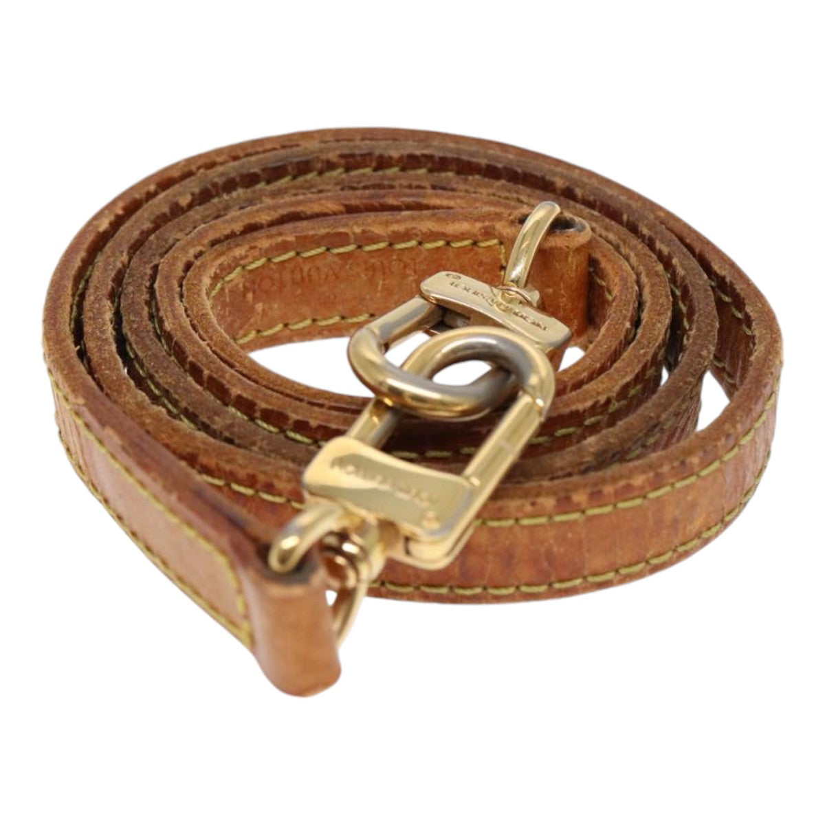 LOUIS VUITTON Shoulder Strap Leather 35.8" Beige LV Auth