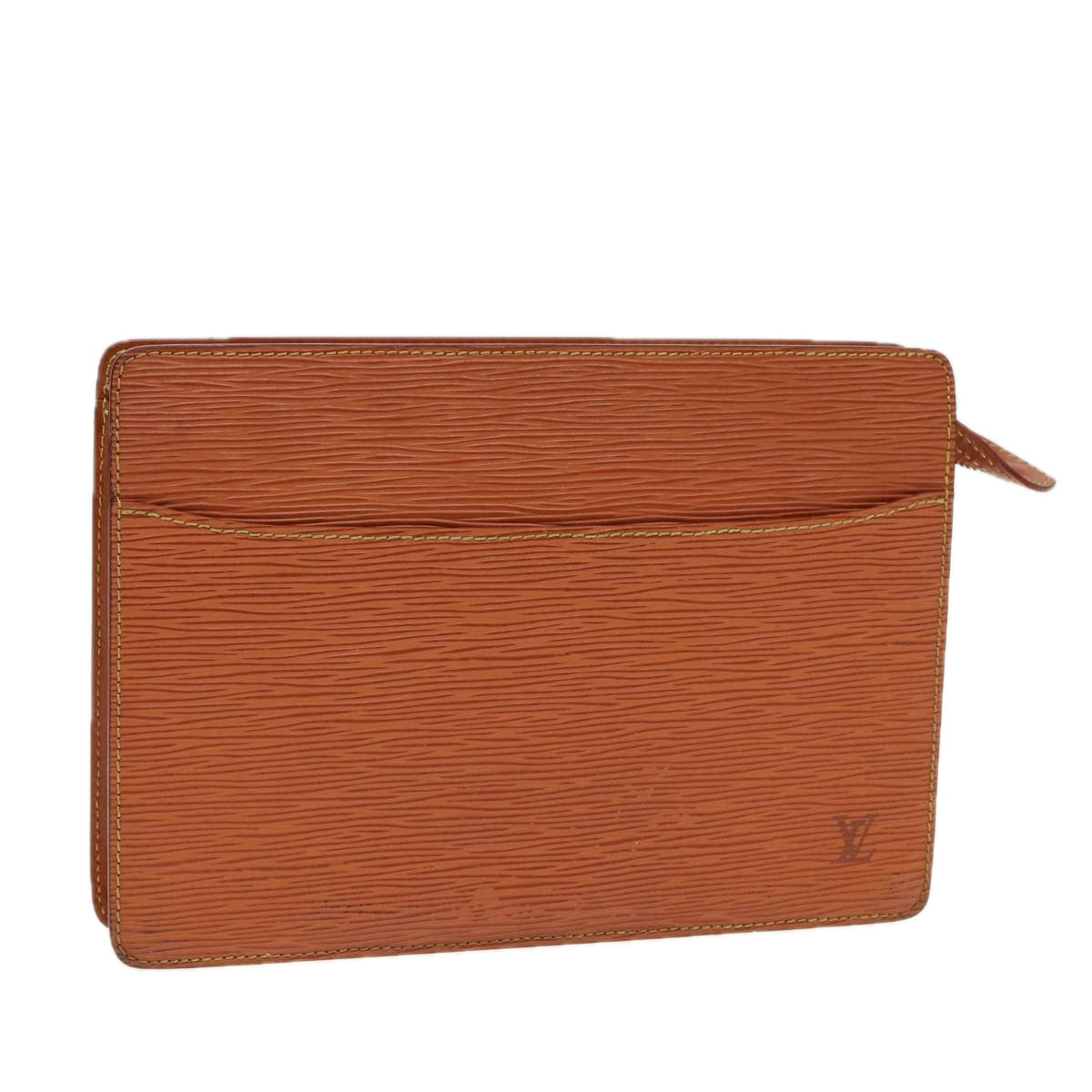LOUIS VUITTON Epi Pochette Homme Clutch Bag Brown Zipangu Gold Auth
