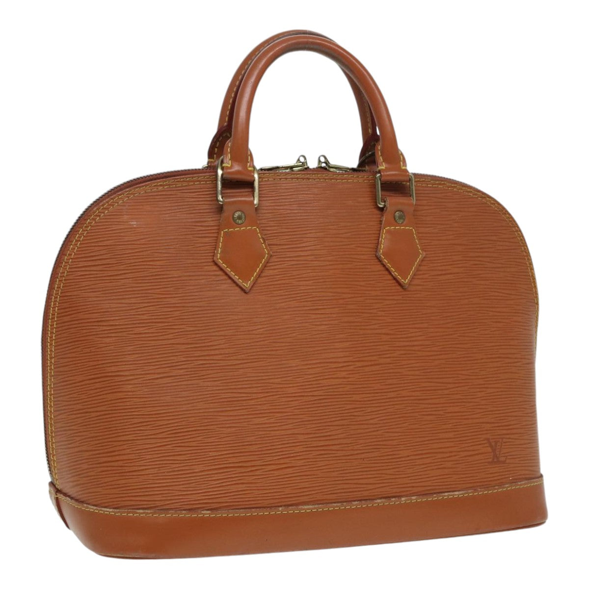 LOUIS VUITTON Epi Alma Hand Bag Brown Zipangu Gold LV Auth