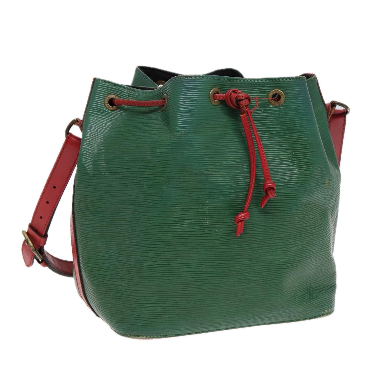LOUIS VUITTON Epi Petit Noe Shoulder Bag Bicolor Green Red LV Auth
