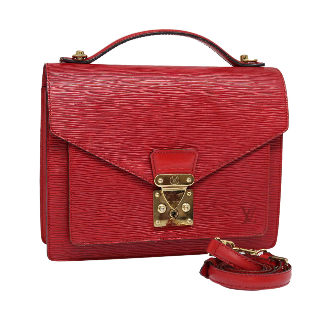 LOUIS VUITTON Epi Monceau 28 Hand Bag Red LV Auth
