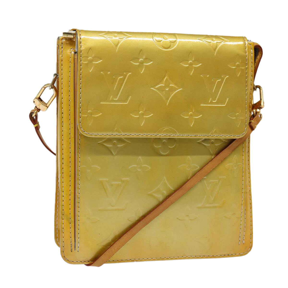 LOUIS VUITTON Monogram Vernis Motto Accessory Pouch Gris LV Auth
