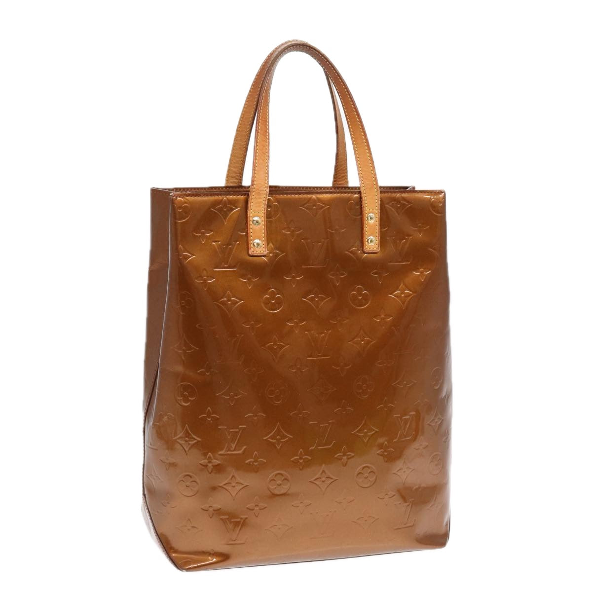 LOUIS VUITTON Monogram Vernis Reade MM Hand Bag Bronze LV Auth