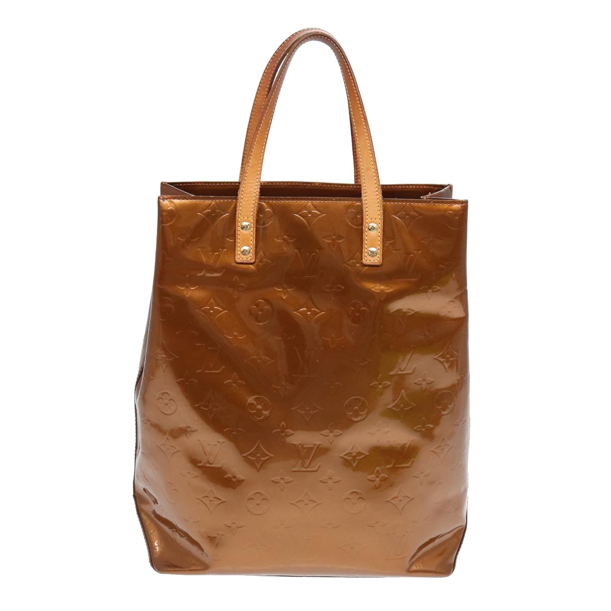 LOUIS VUITTON Monogram Vernis Reade MM Hand Bag Bronze LV Auth