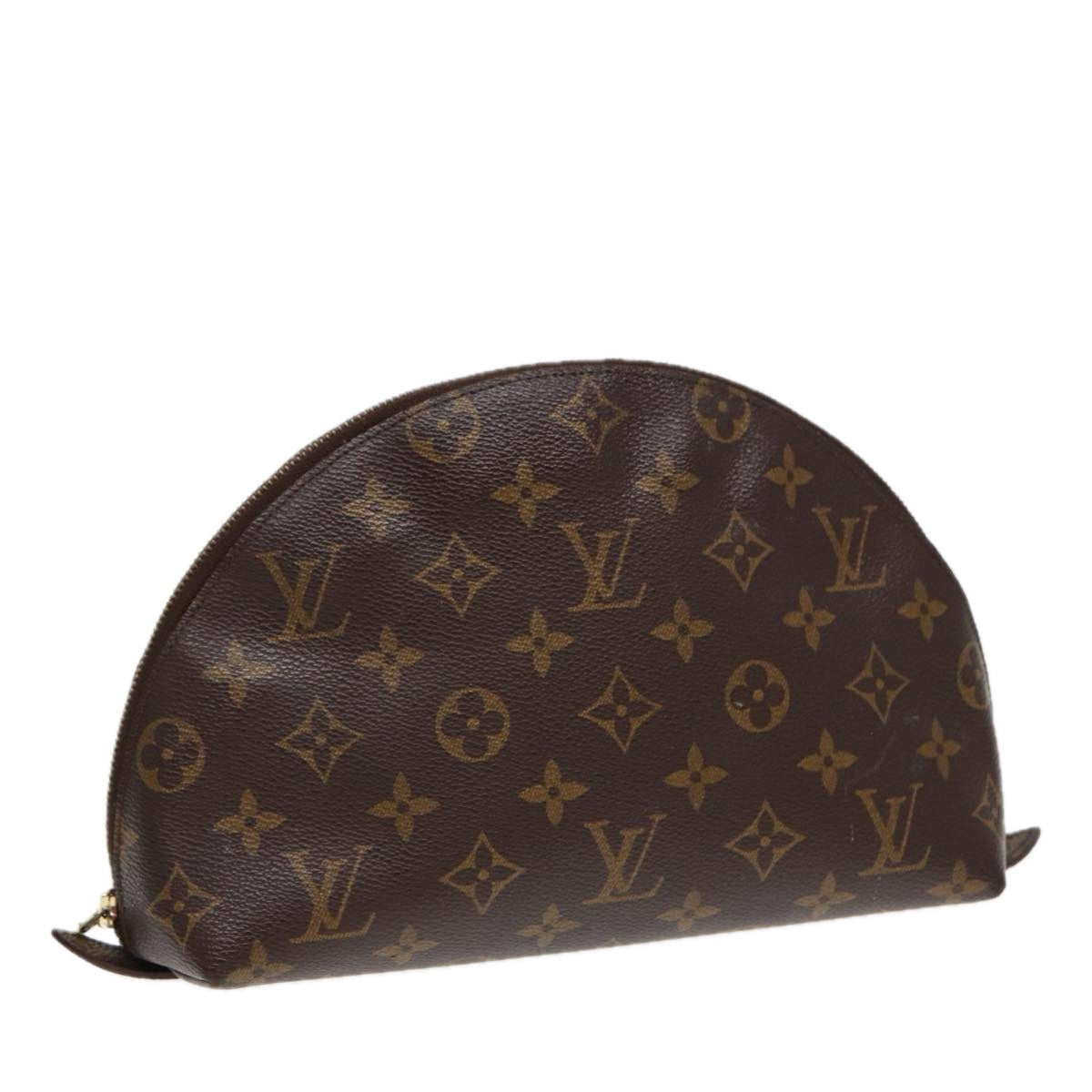 LOUIS VUITTON Monogram Trousse Demi Ronde Cosmetic Pouch LV Auth