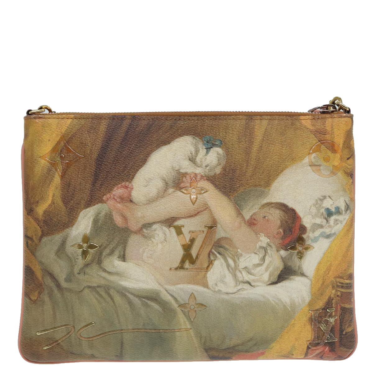 LOUIS VUITTON Masters Collection Pochette Plat Fragonard Bag Auth 87608A