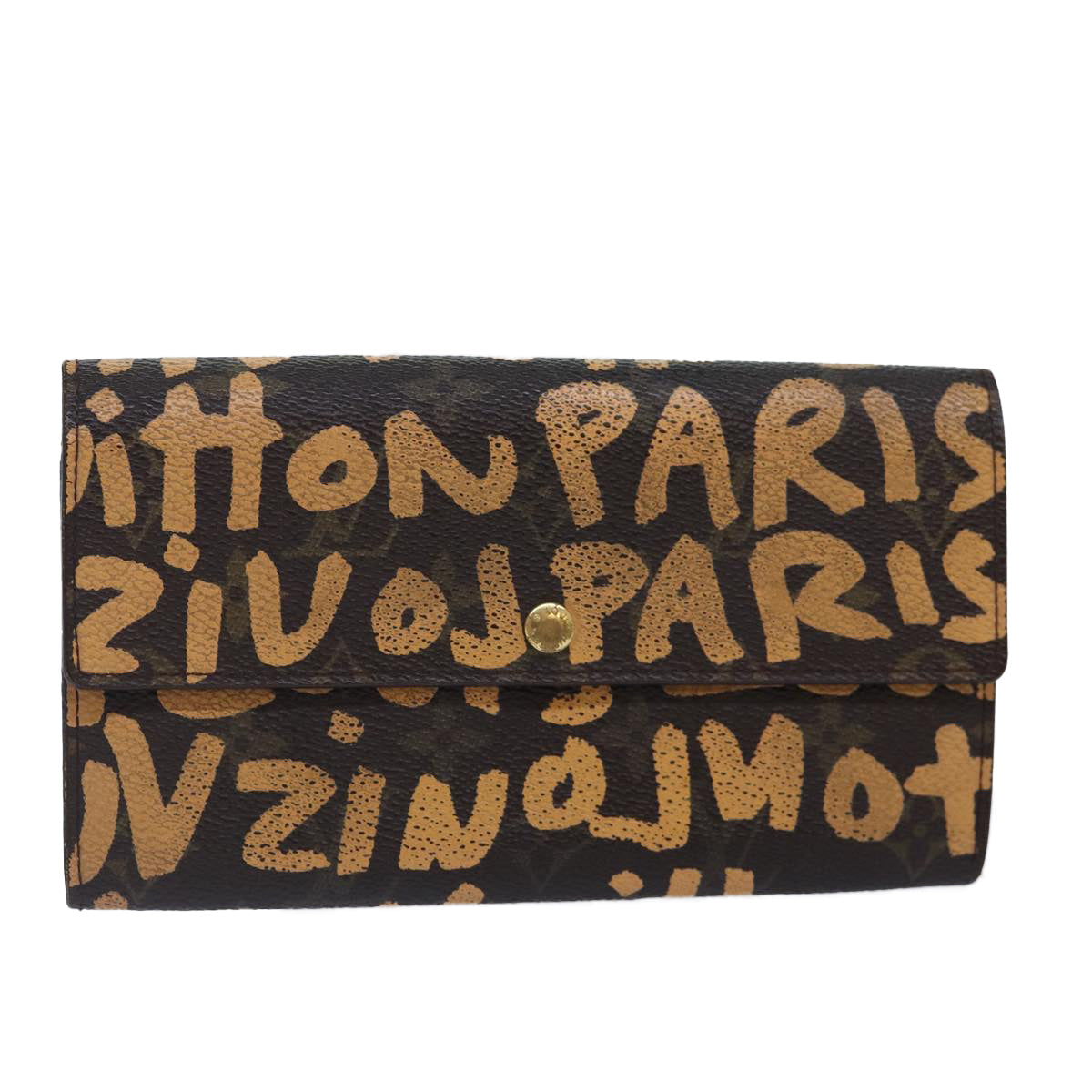 LOUIS VUITTON Monogram Graffiti Porte Monnaie Credit Orange LV Auth Handbag