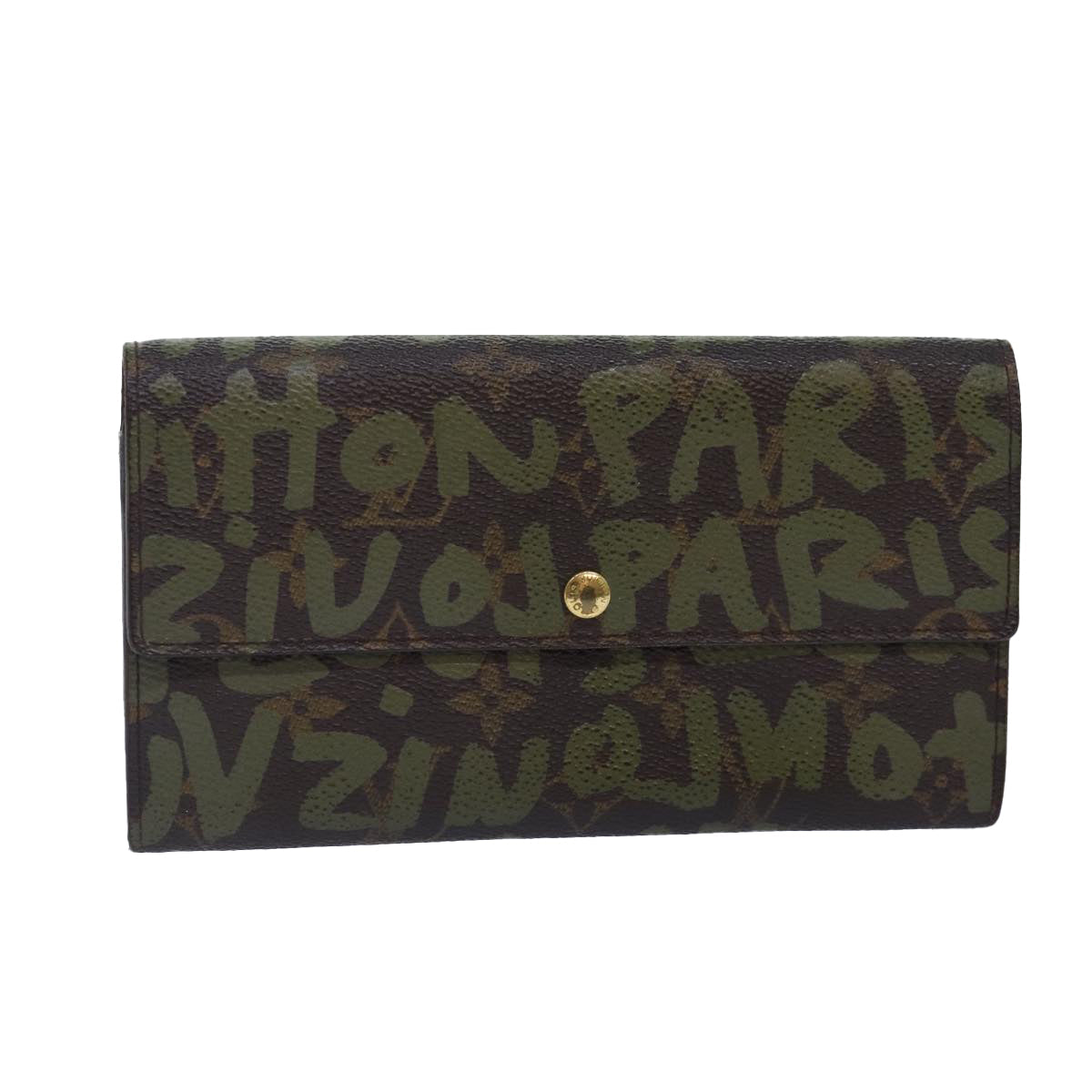 LOUIS VUITTON Monogram Graffiti Porte Monnaie Credit Khaki LV Auth Handbag