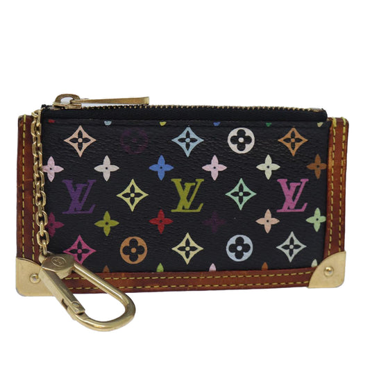 LOUIS VUITTON Monogram Multicolor Pochette Cles Purse Black LV Auth Clutch