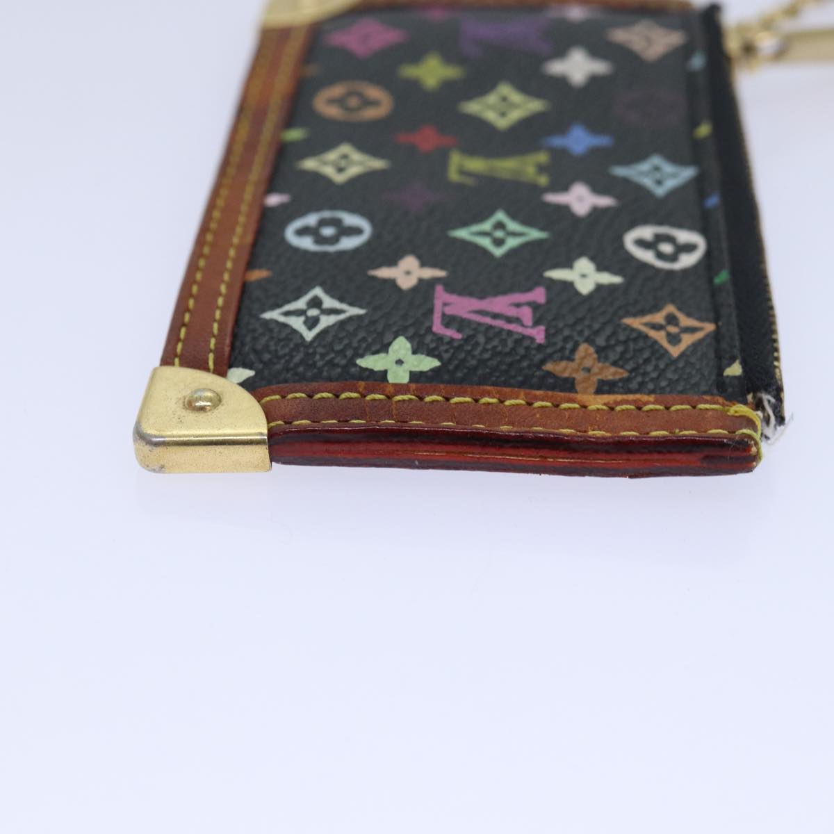 LOUIS VUITTON Monogram Multicolor Pochette Cles Purse Black LV Auth Clutch