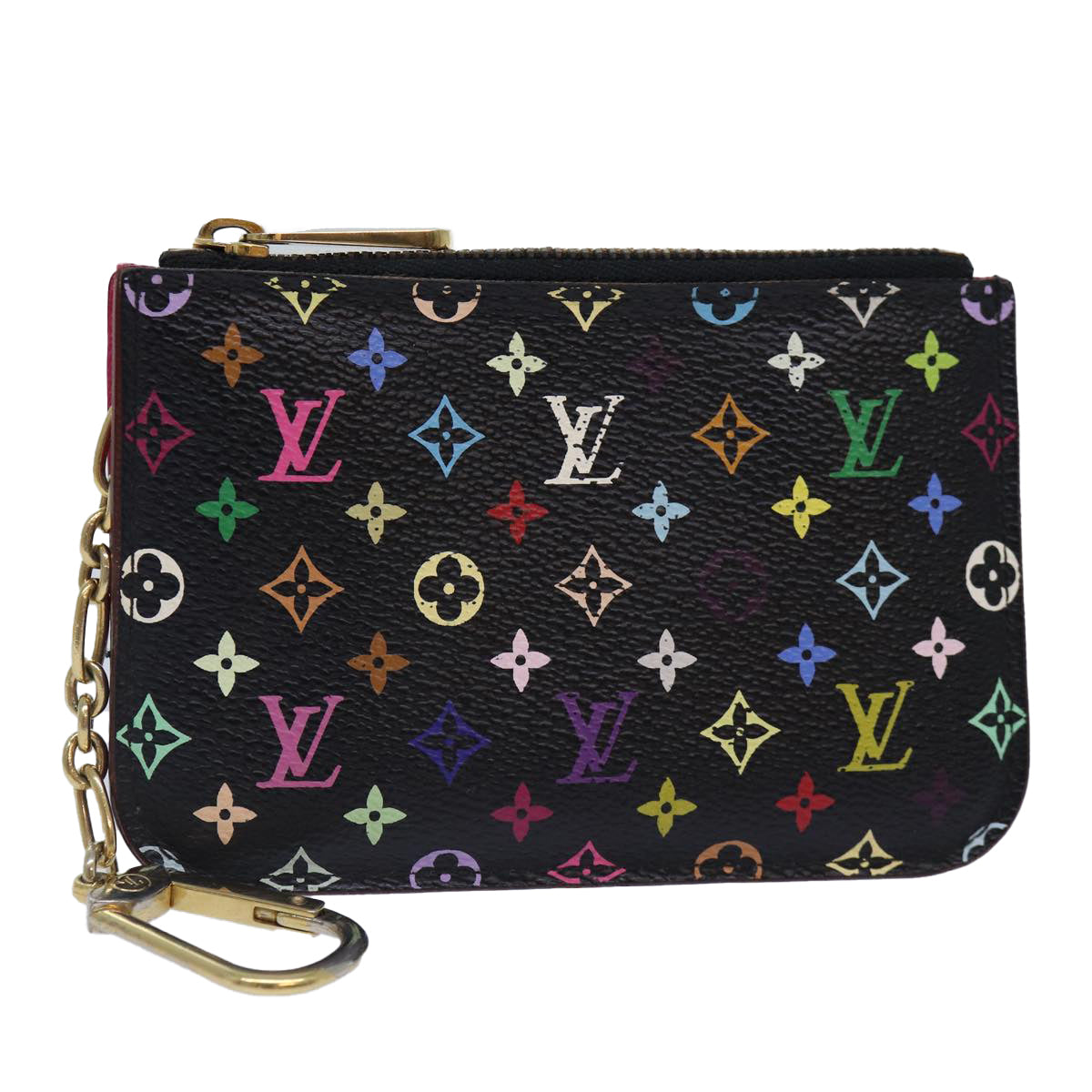 LOUIS VUITTON Monogram Multicolor Pochette Cles NM Purse Black Auth Clutch