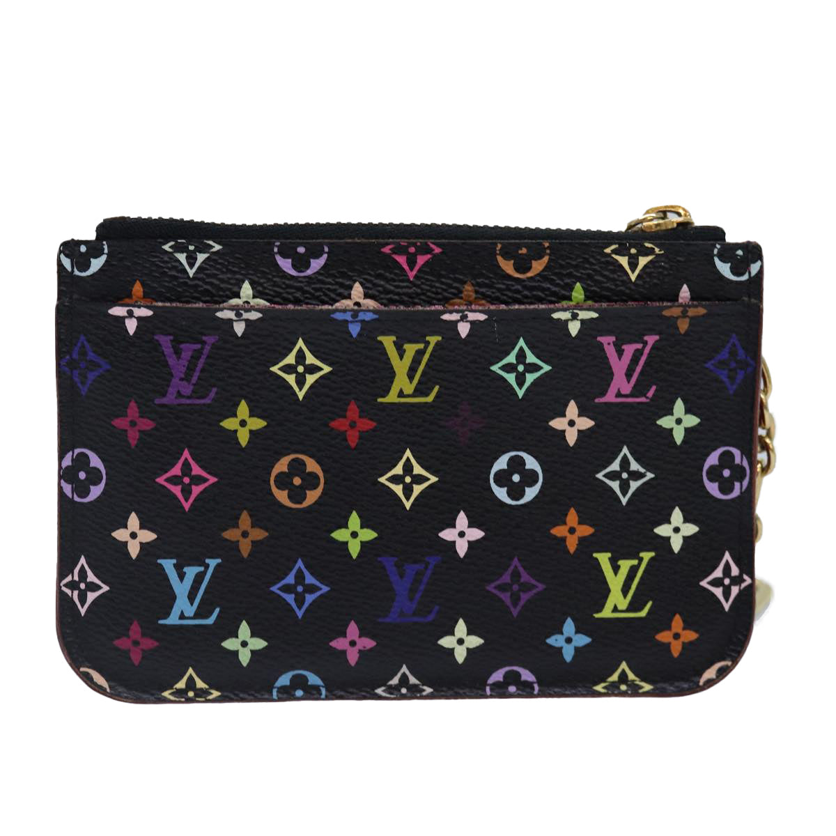 LOUIS VUITTON Monogram Multicolor Pochette Cles NM Purse Black Auth Clutch