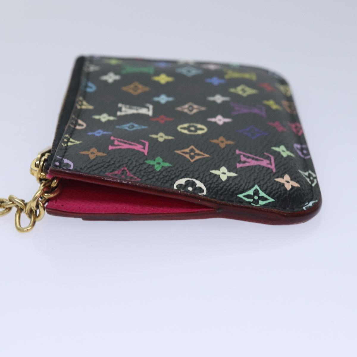 LOUIS VUITTON Monogram Multicolor Pochette Cles NM Purse Black Auth Clutch