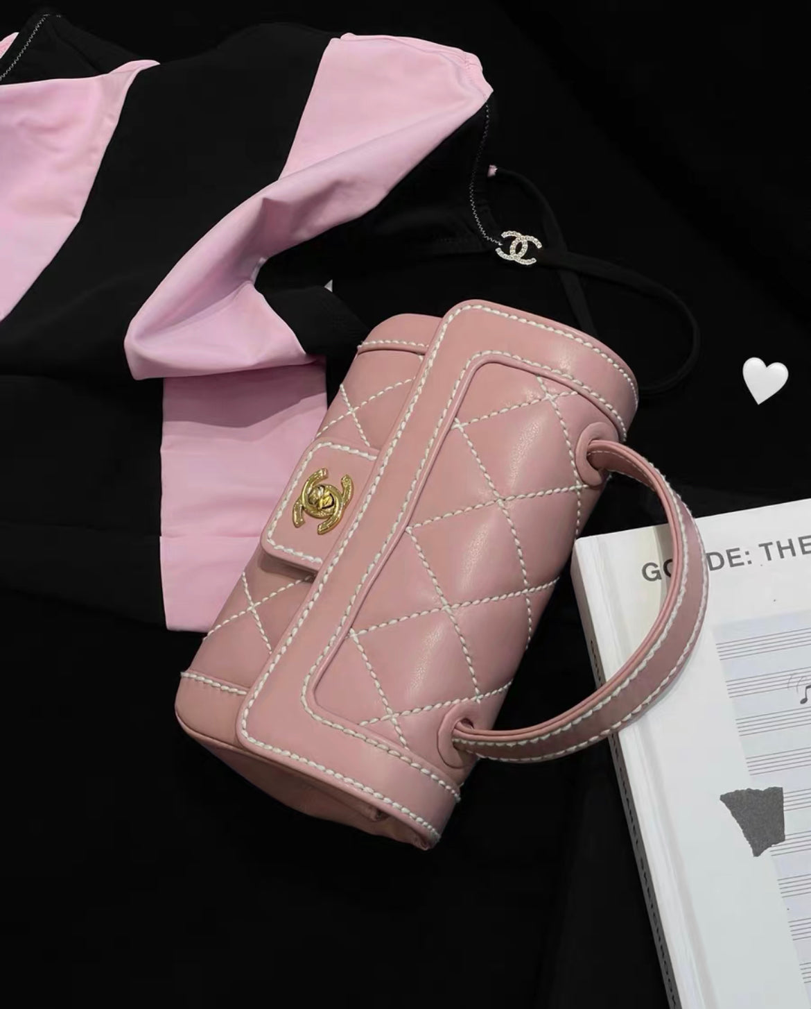 chanel pink mini handbag gold