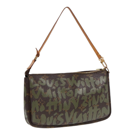 LOUIS VUITTON Monogram Graffiti Pochette Accessoires Green LV Auth Clutch