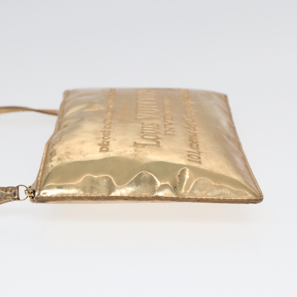 LOUIS VUITTON Monogram Miroir Pochette Plat Clutch Bag Gold Auth