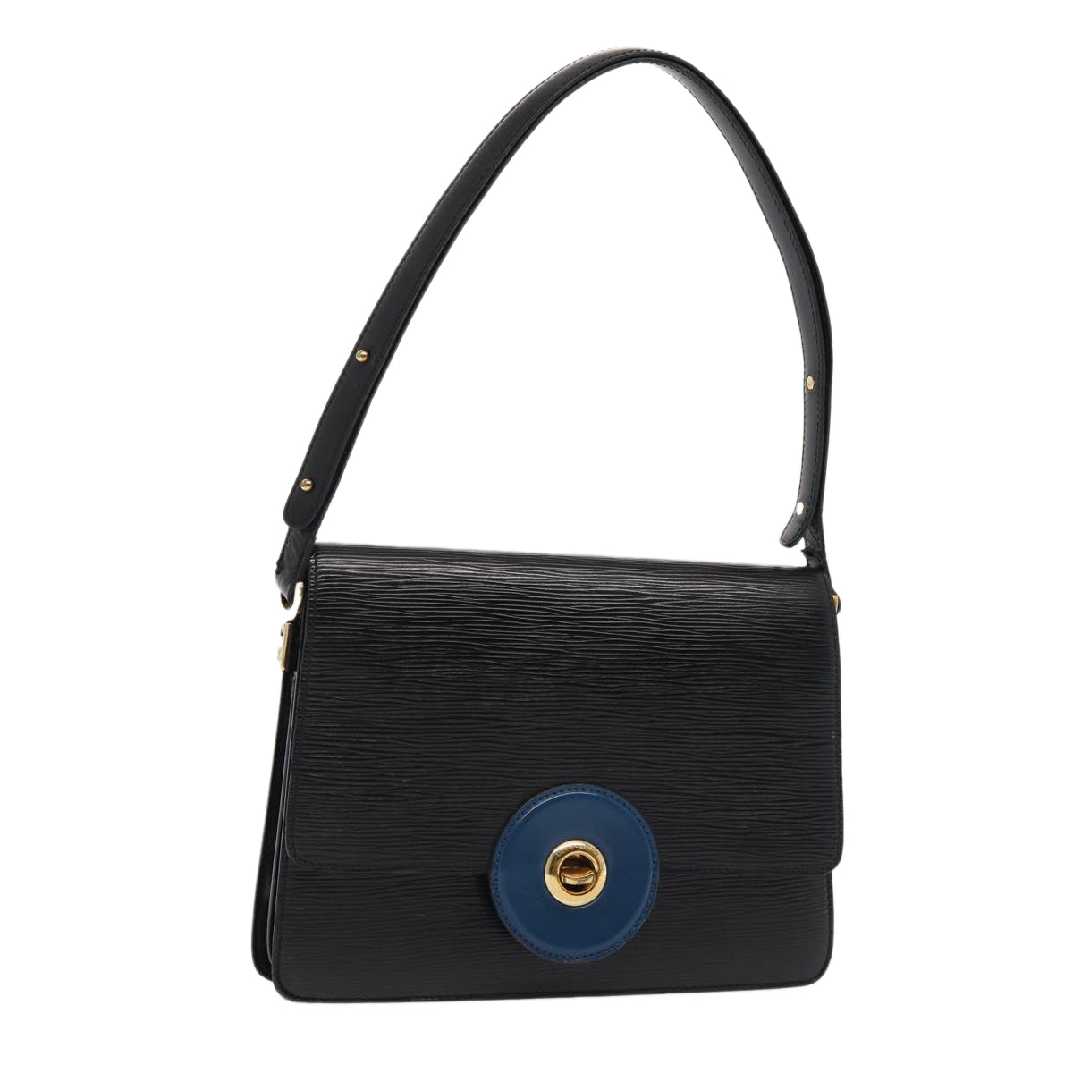 LOUIS VUITTON Epi Bicolor Free Run Shoulder Bag Black Blue LV Auth