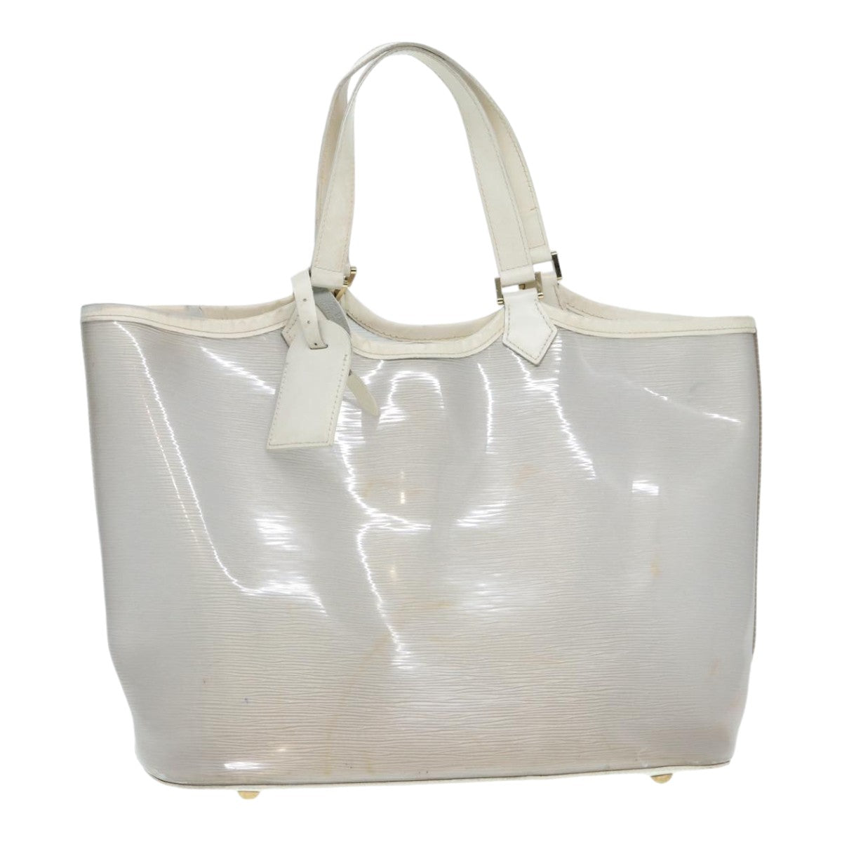 LOUIS VUITTON Epi Plage Lagoon Bay Tote Bag White Clear LV Auth