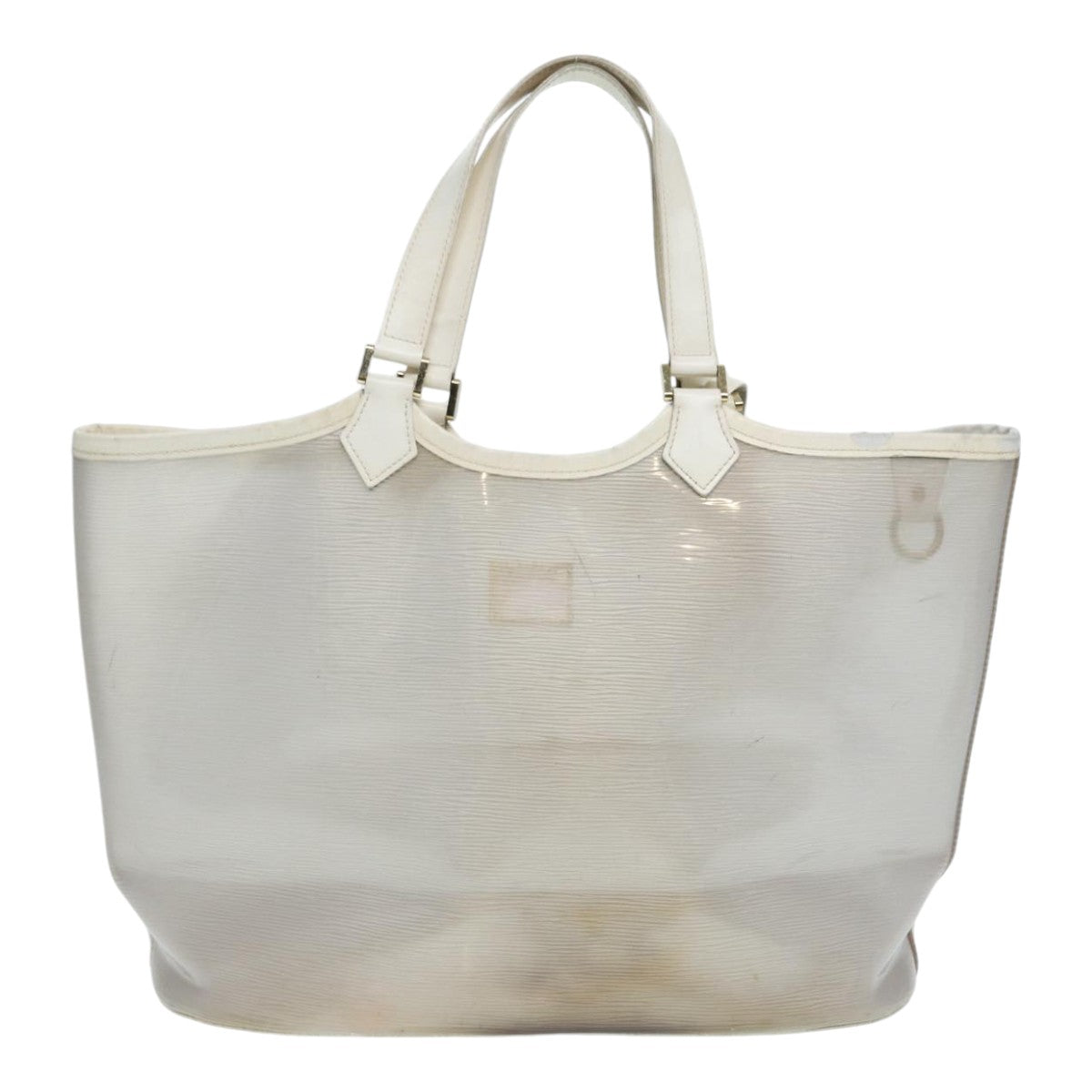 LOUIS VUITTON Epi Plage Lagoon Bay Tote Bag White Clear LV Auth