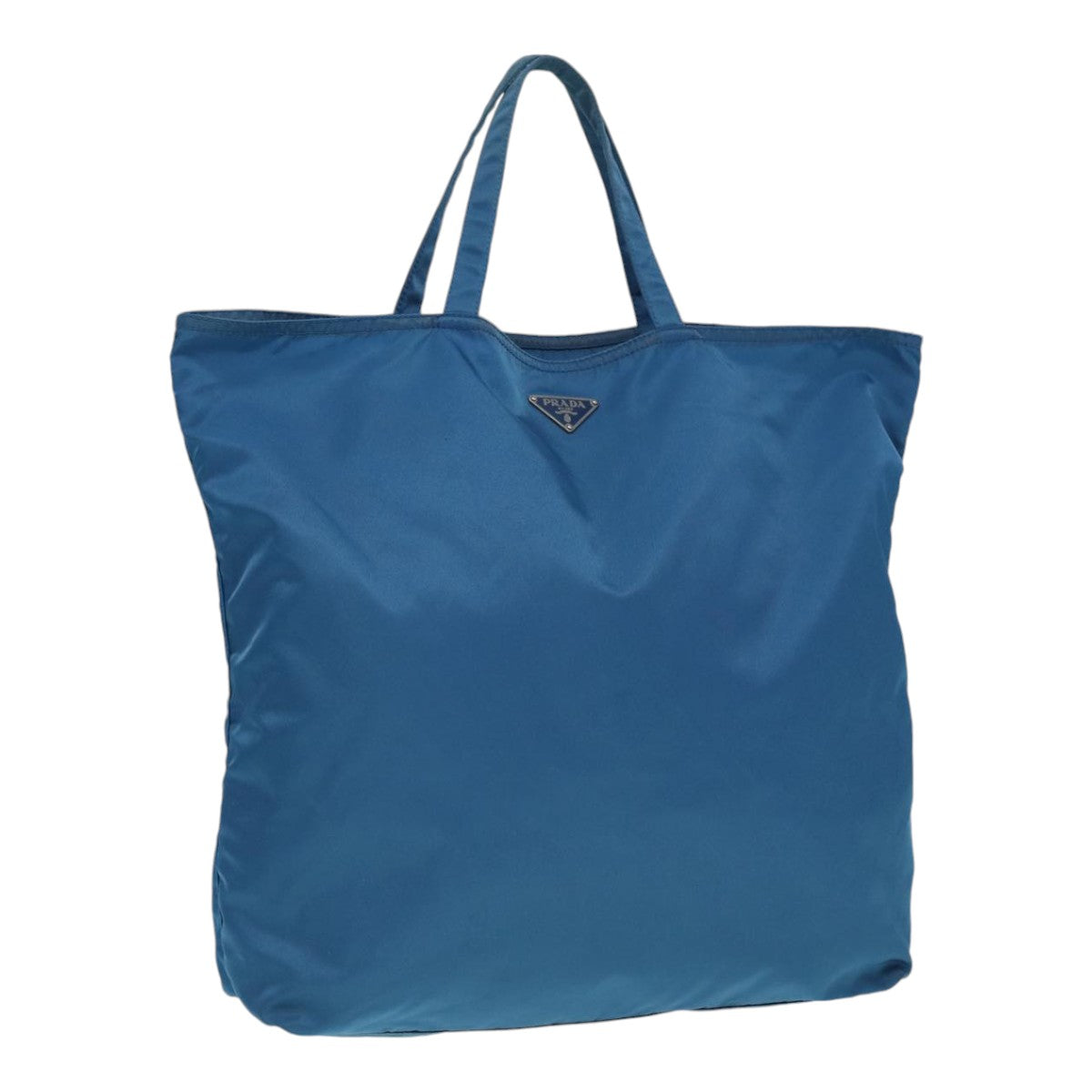 PRADA Tote Bag Nylon Blue Silver Auth