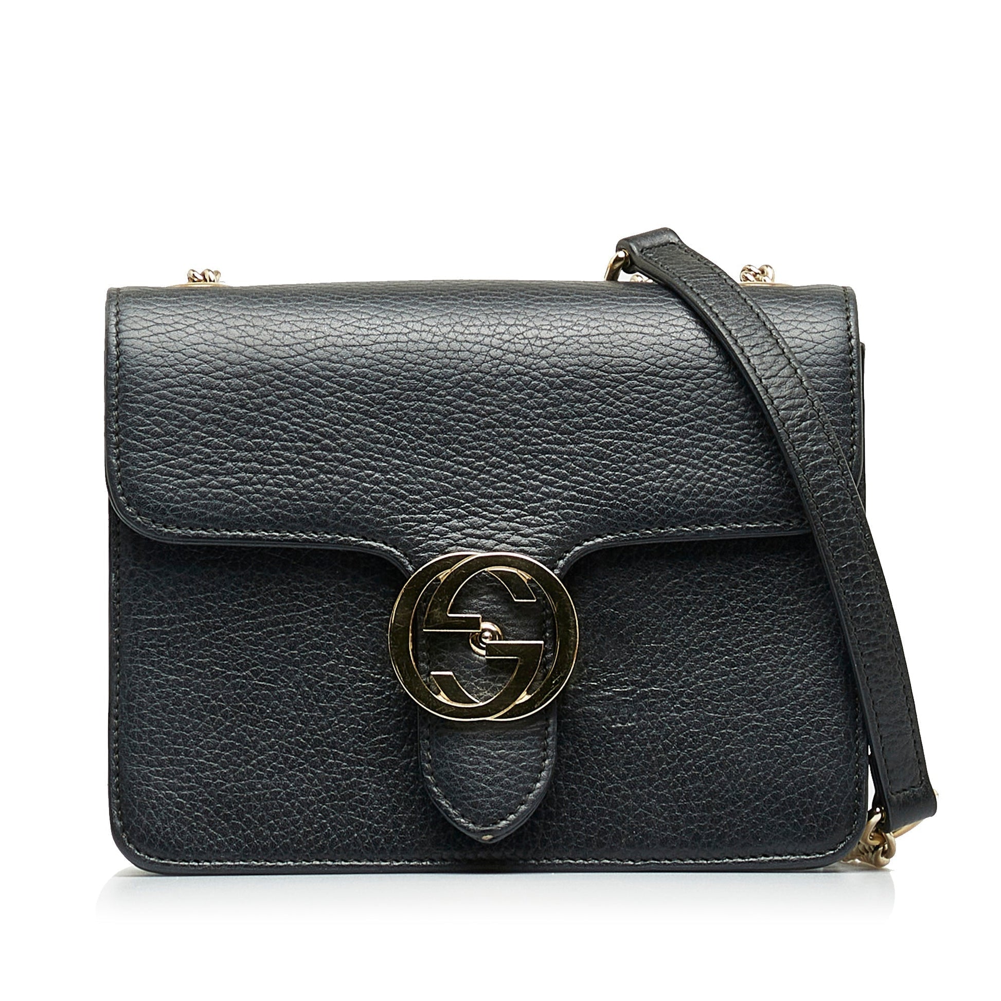 Gucci Interlocking G Black Calfskin Crossbody