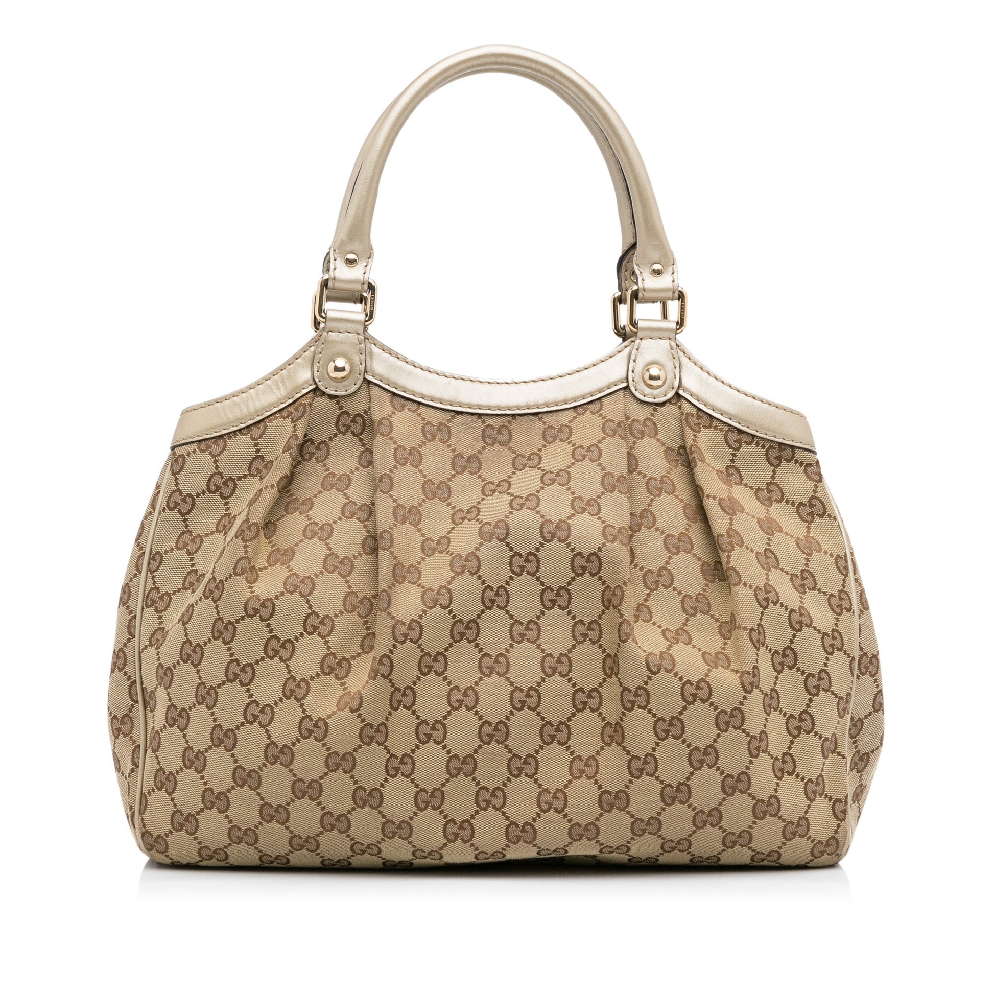 Gucci Sukey Brown Leather Canvas Tote Style 2