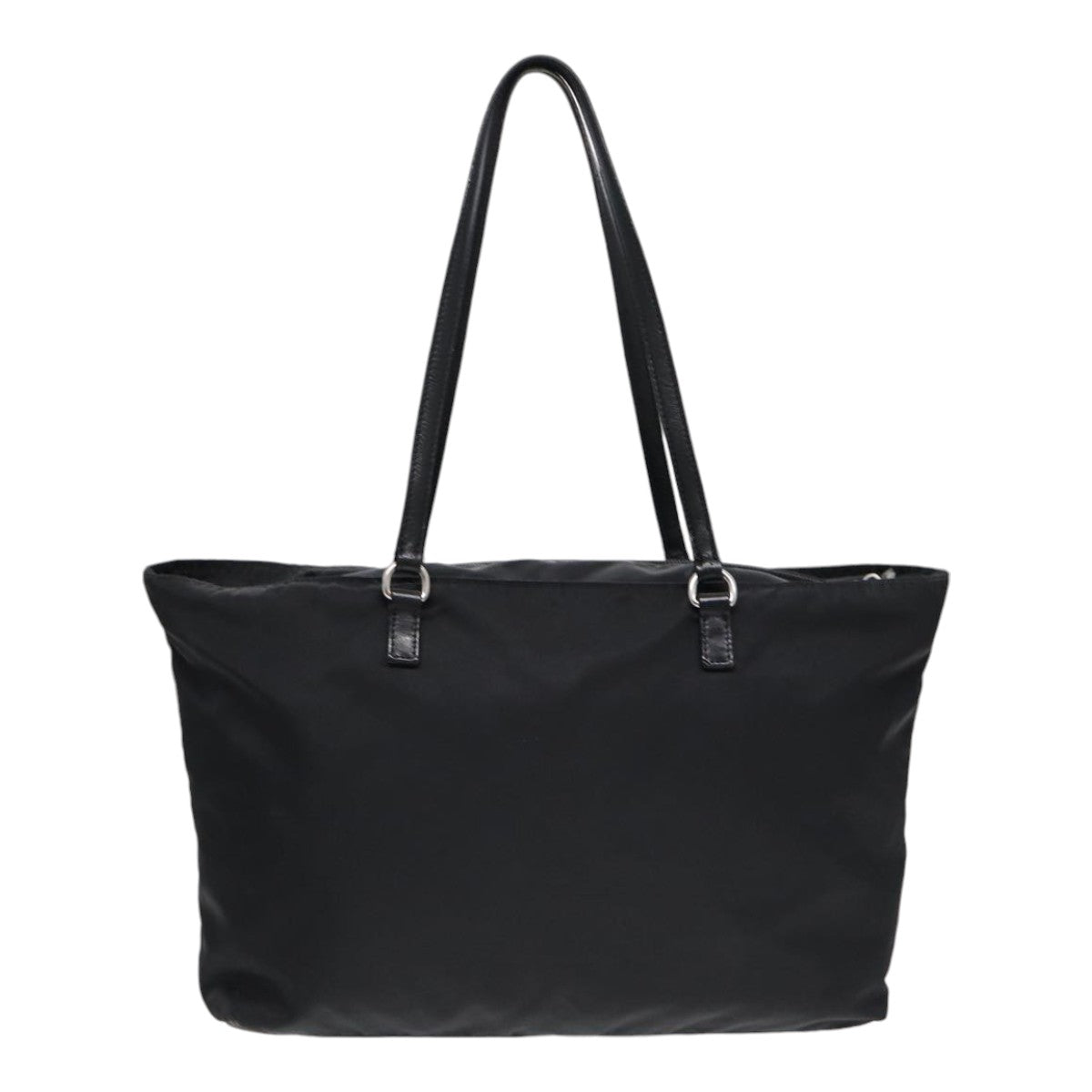PRADA Tote Bag Nylon Silver Black Auth
