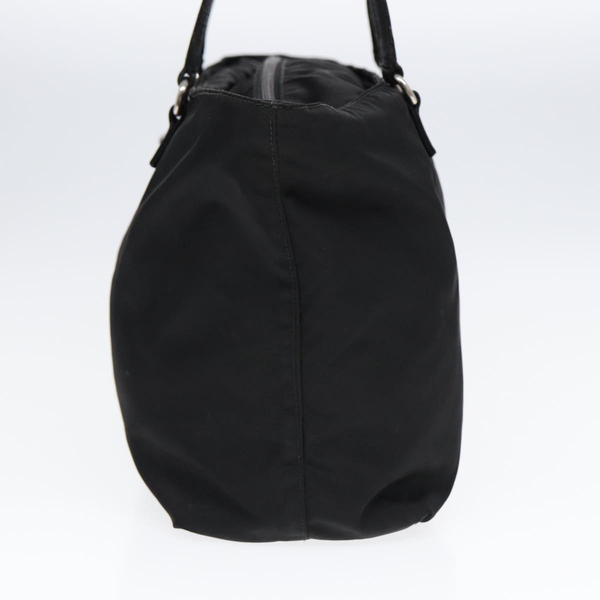 PRADA Tote Bag Nylon Silver Black Auth