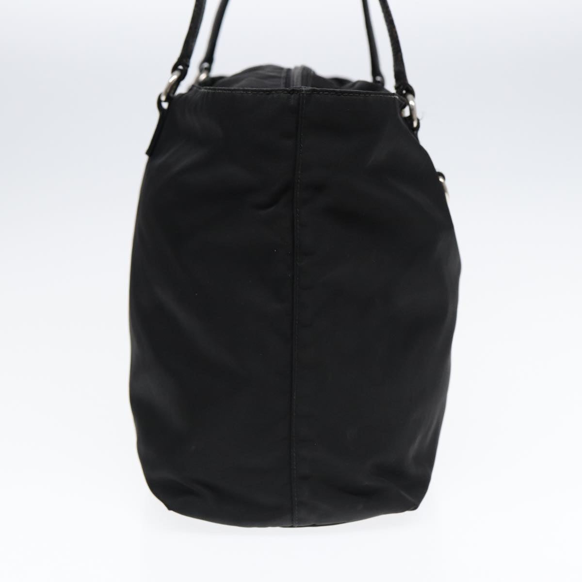 PRADA Tote Bag Nylon Silver Black Auth